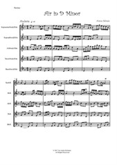 Air in D Minor for Recorder Quintet